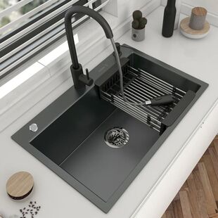 Kitchen DarkGr 304 Steel Single Bowl Topmount Stainless Sink