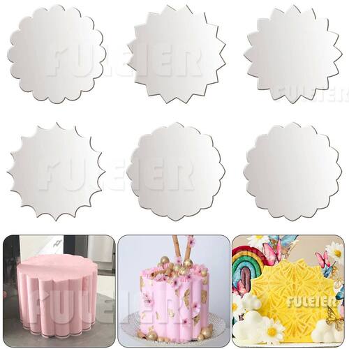 2Pcs Flower Shape Acrylic Cake Discs DIY Art Blank Board Cak