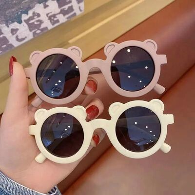 New Kids Sunglasses Cartoon Bear Shape Girls Boy Children Su