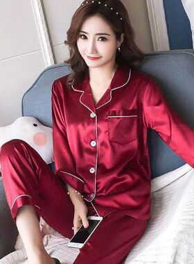Plus Size 5XL Women's Pajamas Set 2023 Satin Silk Sleepwear