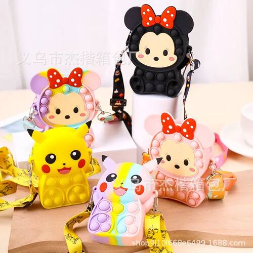 POKEMON Pikachu Anime Figure Popping Its Messenger Bag Push