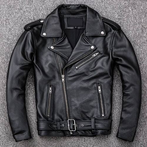 Spring Classical Motorcycle Oblique Zipper Jackets Men Leath