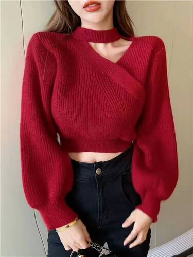 Bubble Sleeve Sweater Women's 2022 Woman Sweaters Fall Women