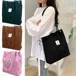 2023 New Women Corduroy Shopping Shoulder Bags Reusable Casu