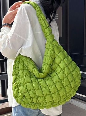 10 Color Women's Hobos Shopper Bag Quilted Plaid Design Nylo