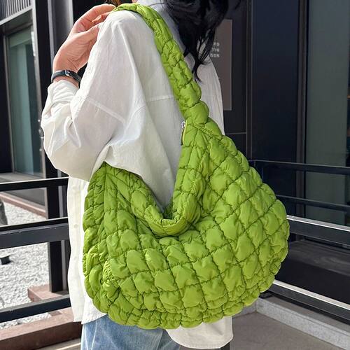 10 Color Women's Hobos Shopper Bag Quilted Plaid Design Nylo