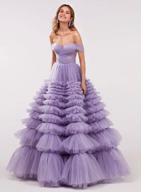 Sevintage Lavender Tiered Prom Dresses Sweetheart Off the Sh