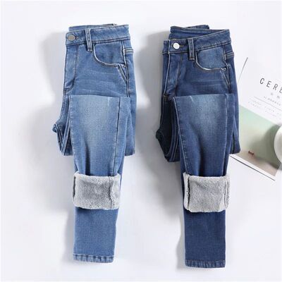 Women Thermal Jeans Winter Snow Warm Plush Stch Jeans Lady S