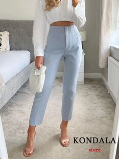 KONDALA Fashion Straight Chic Wear Blue Light Women Office