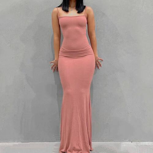 Satin Slip Sleeveless Backless Maxi Dress Women 2023 Y2k Sum