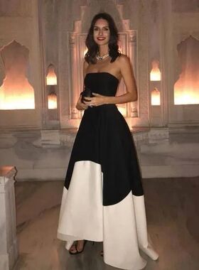 BridalAffair Saudi  Satin Evening Dresses Strapless A-Line R
