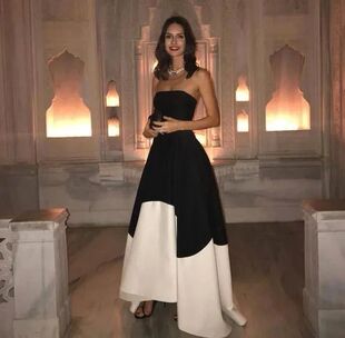 BridalAffair Saudi  Satin Evening Dresses Strapless A-Line R