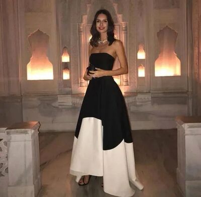 BridalAffair Saudi  Satin Evening Dresses Strapless A-Line R
