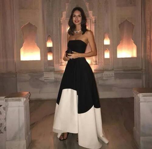 BridalAffair Saudi  Satin Evening Dresses Strapless A-Line R