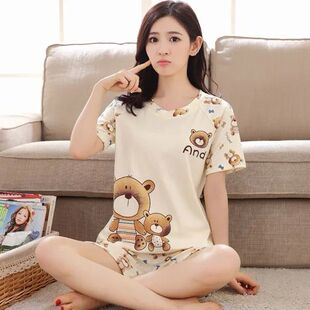 Women Sleepwear Lovely Home Suits Pyjama Short Sleeve Pajama
