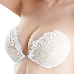 White Lace Embroidery Bra Super Push Up Silicone Bralette Ba