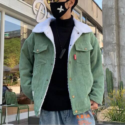 New Men Autumn Winter Thicken Warm slim fit Corduroy Jackets