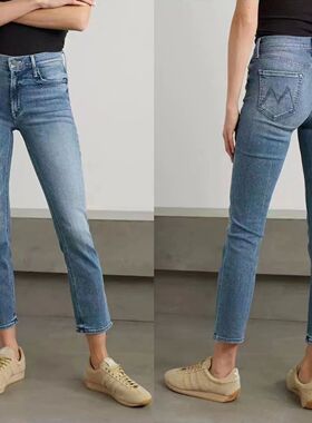 Women high waist slim jeans fashion casual denim ankle-lengt
