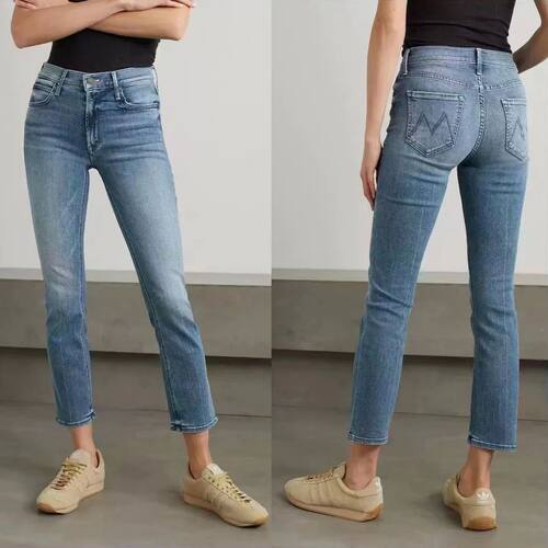 Women high waist slim jeans fashion casual denim ankle-lengt