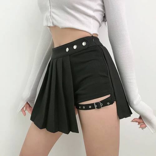 Pleated Girls Gothic Half Skirts Summer Harajuku Punk Style