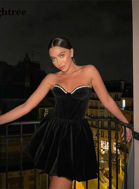 Eighe 2024 Modern Black Sleeveless Velour Evening Dresses Fo