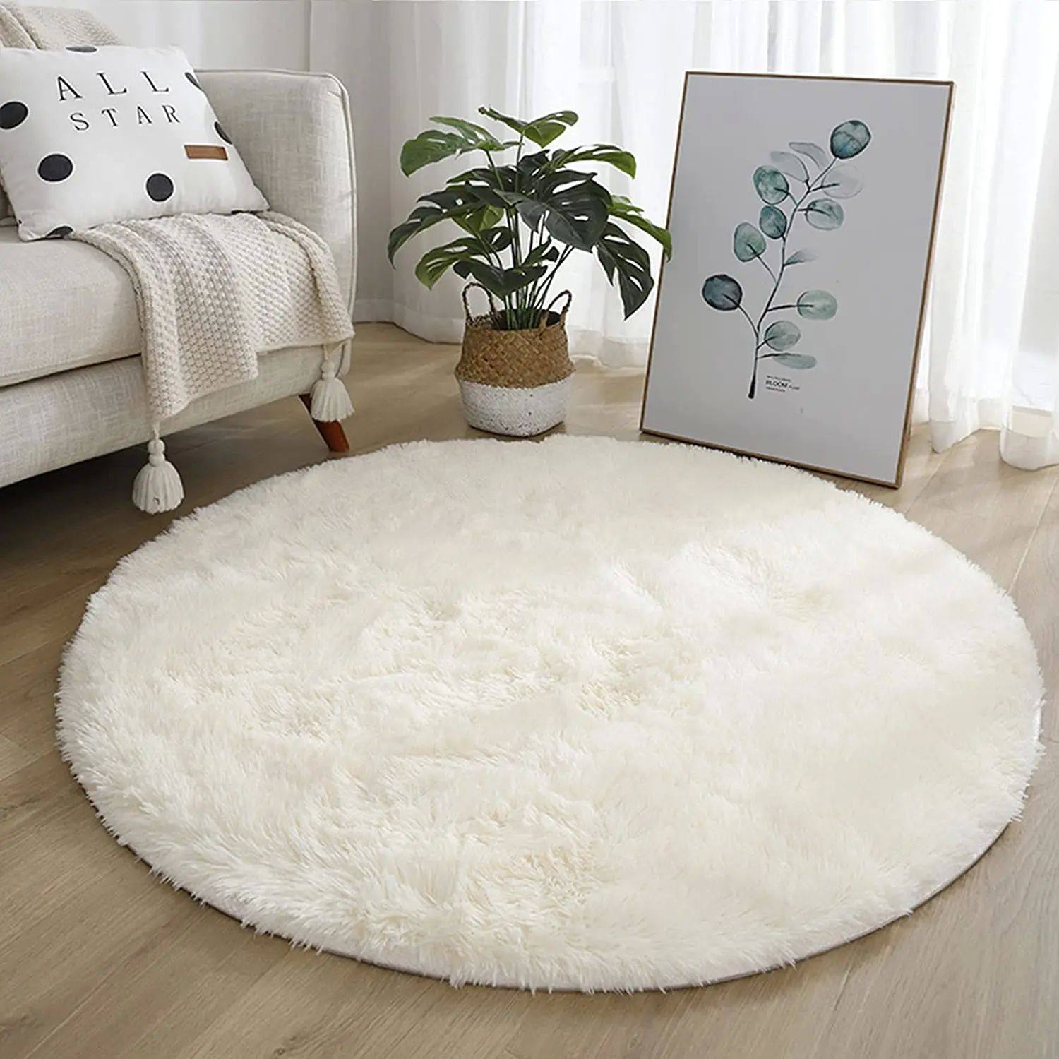 LOYAlgogo Fluffy Round Carpets For Living Room Long Plush Ru