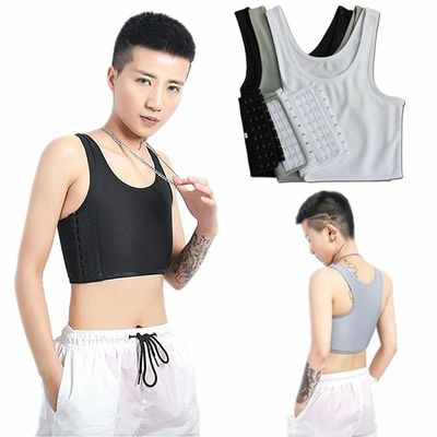 Casual Breathable Buckle Short Chest Breast Binder Vest Tops