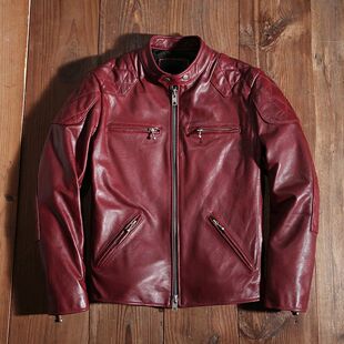 Biker Motorcycle Leather Jacket Spr New Genuine Red