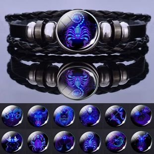 12 Zodiac Signs Constellation Charm Bracelet Men Women Fashi