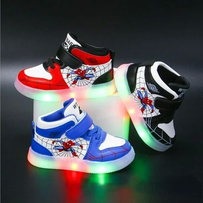 Spiderman Sneakers Boys LED Light Up Toddler Girl Shoes Fir