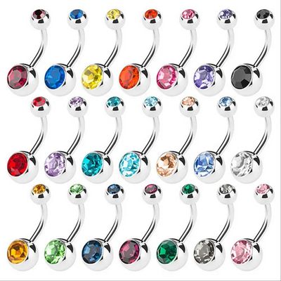 10 pcs/lot Piercing Navel Surgical Steel Single Crystal Rhin