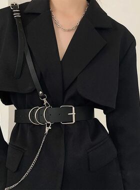Punk Belt Women Dress Wide Chain Waistband Leather harness L