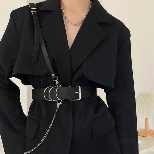 Punk Belt Women Dress Wide Chain Waistband Leather harness L