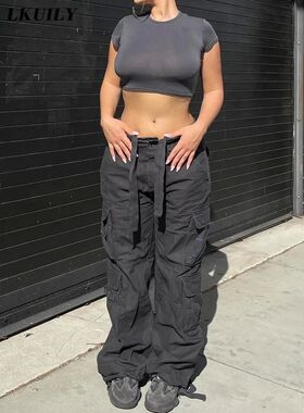 Vintage Cargo Pants Overalls Baggy Jeans Women Casual Fashio