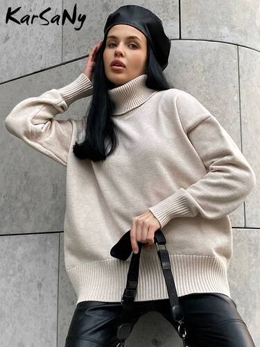 Women's Thick Sweaters Oversize Turtleneck Women Winter Warm