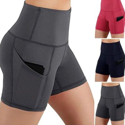 Fashion Solid Color Yoga Shorts Female Slim Sports Training