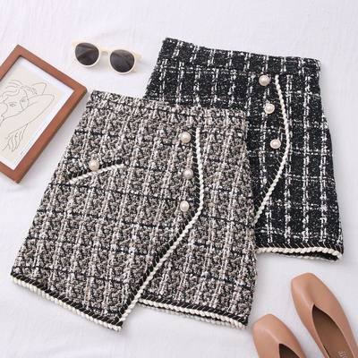 Tweed Skirts for Women Solid High Waist Slimming Skirts Autu