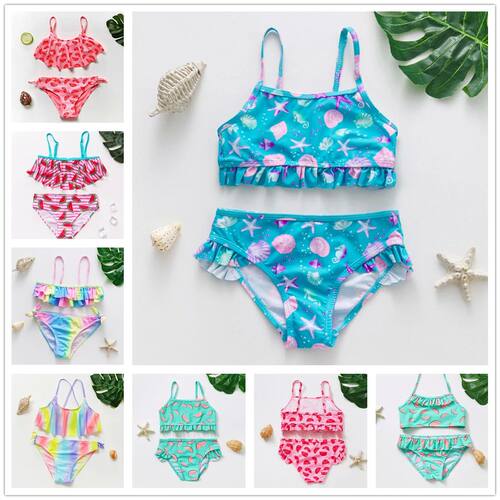 2~16Year Teenager Girls Swimwear Two pieces Girls swimsuit H