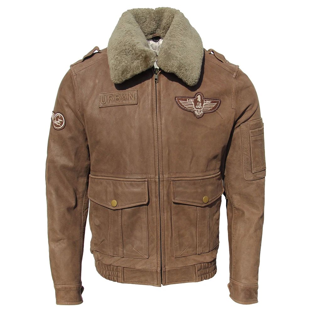 Men Leather Jacket Red Brown Sheepskin Black Cowhide Flight图片