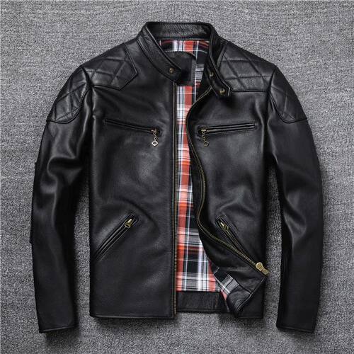 Spring and Autumn Natural Cowhide Motorcycle Jackets Men Gen
