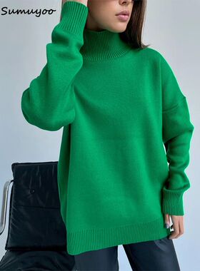 Sumuyoo Women Turtleneck Sweater CHIC Autumn Winter Thick Wa