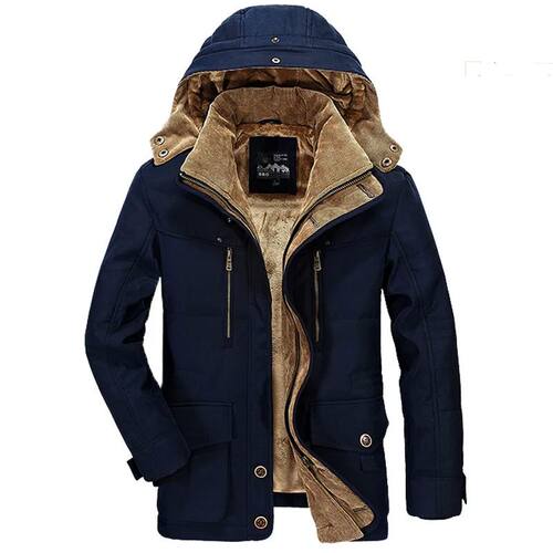 Mid-length Plus Velvet Thick Cotton-padded Jacket Winter Hoo
