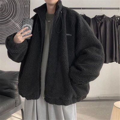 2023 Winter Warm Coats for Men Leisure Lamb Wool Outerwear M
