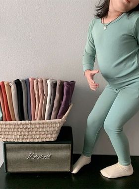 20 Colors Autumn Winter Kid Pajama Set Elastic Tops+Pants.Un