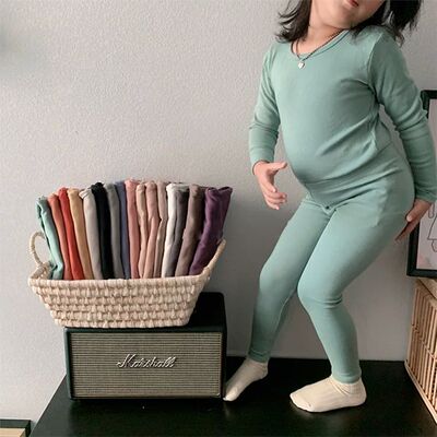 20 Colors Autumn Winter Kid Pajama Set Elastic Tops+Pants.Un