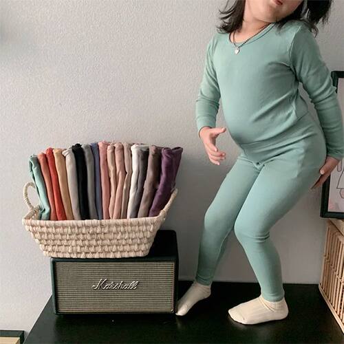 20 Colors Autumn Winter Kid Pajama Set Elastic Tops+Pants.Un