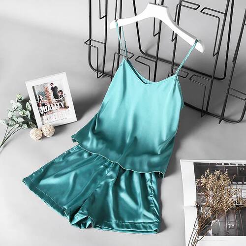 Summer New Ice Silk Spaghetti Strap Sexy Women Pajamas Pure
