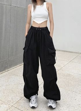 Y2K Women Setwear Techwear Cargo Korean Harajuku Parachute T