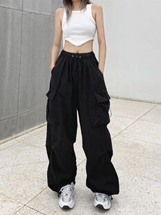 Y2K Women Setwear Techwear Cargo Korean Harajuku Parachute T