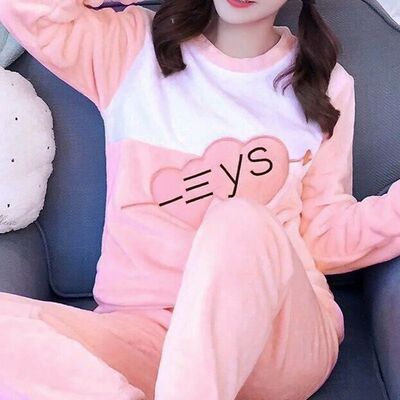 2022 Winter Flannel Pyjamas Cartoon Long Sleeve Coral Fleece
